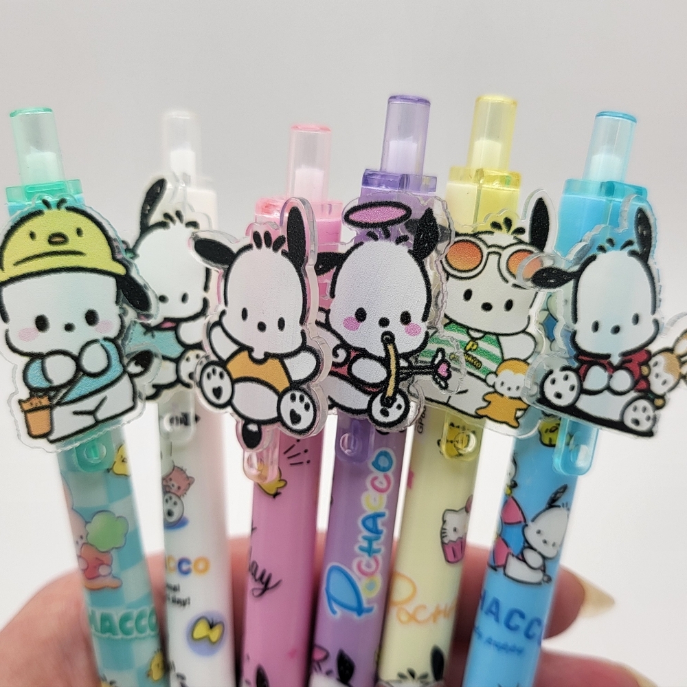 POCHACCO 6-Pack Acrylic Charm Character Pens NEW - Picture 3 of 5